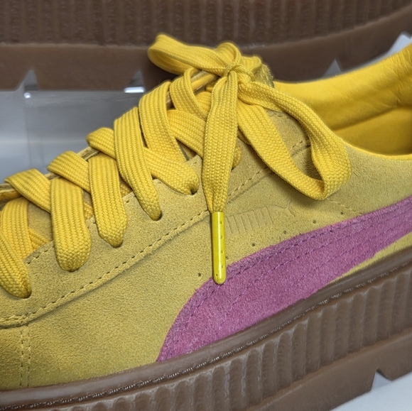 PUMA Rihanna X Fenty Yellow Pink Creeper Shoes Suede Platform 8.5 - Picture 3 of 16